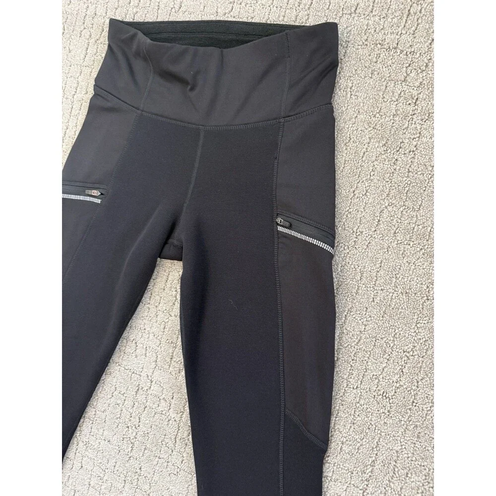 Athleta Polartec Powerlift Pants Womens Small Tall Black Fleece Bootcut Zip